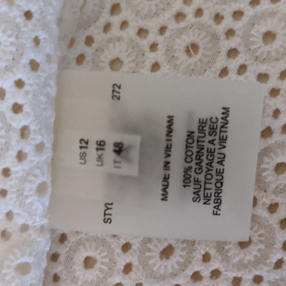NWTs Elie Tahari Ivory Eyelet Cotton Andie Jacket size 12 - Picture 12 of 14